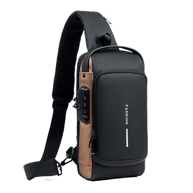 Bolsa Masculina Antifurto com Carregamento USB