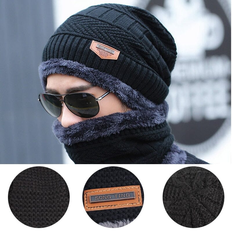 Kit Masculino de Inverno Gorro + Cachecol com Forro Térmico